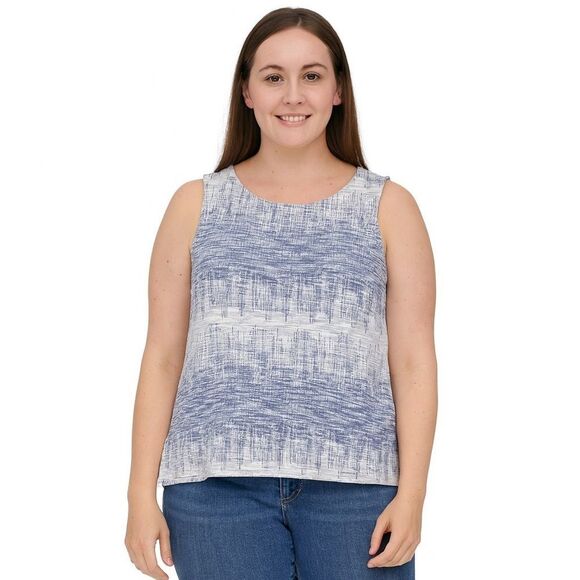 W5 Sleeveless Textured Blue Blouse, XL - Picture 1 of 8